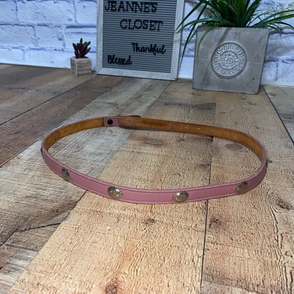 Pink Leather Concho Thin Belt Nocona Western No Buckle Size 32